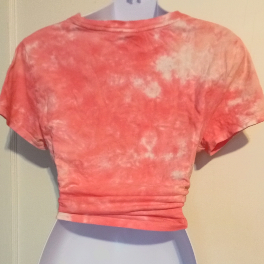 Wild Fable Ladies Pink & White Tye Dye Crop T-Shirt Sz Sm - Picture 3 of 5
